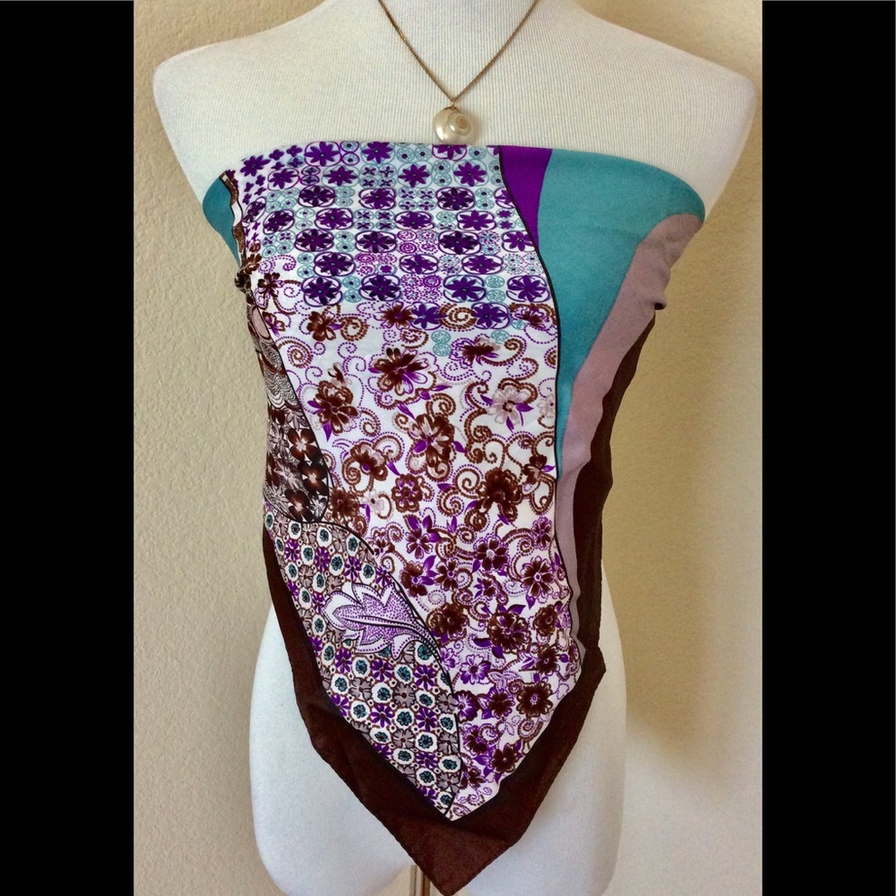 Bandeau Vintage Bandeau Multi Color Scarf Top